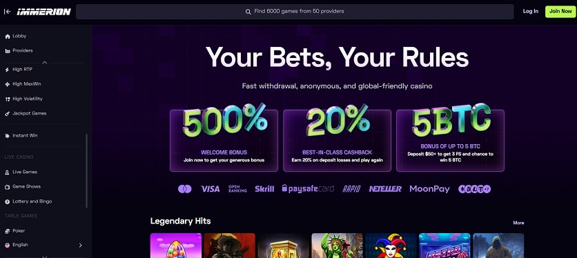 Recensione del sito di Immerion Casino